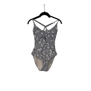 Phax White Black Floral Dot One Piece Swimsuit Womens Medium